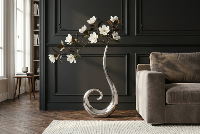 Vază WAVE XL 106 cm aluminiu argintiu [4]