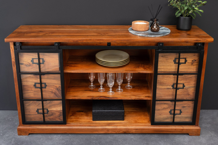 Vitrina HERITAGE din lemn de salcam si metal, 150 cm [10]