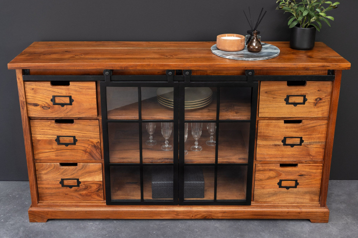 Vitrina HERITAGE din lemn de salcam si metal, 150 cm [11]