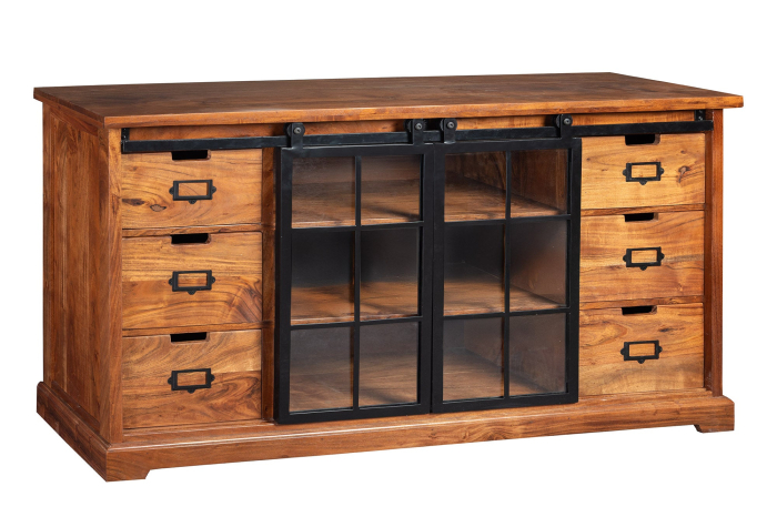 Vitrina HERITAGE din lemn de salcam si metal, 150 cm [1]