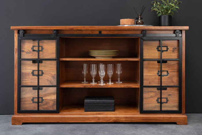 Vitrina HERITAGE din lemn de salcam si metal, 150 cm [4]