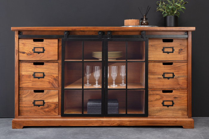 Vitrina HERITAGE din lemn de salcam si metal, 150 cm [3]