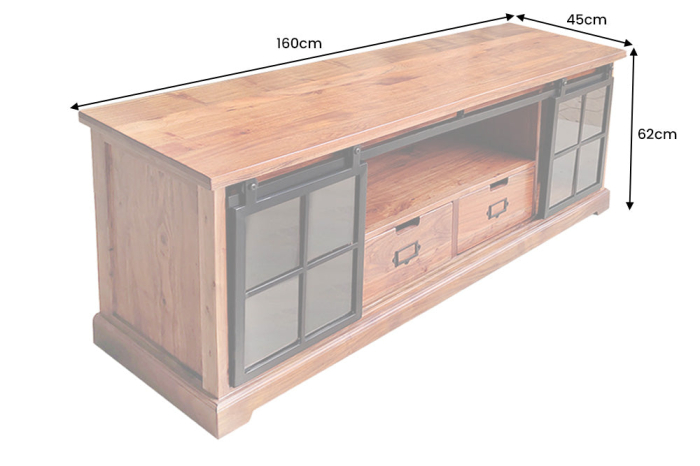 Vitrina HERITAGE din lemn de salcam si metal, 160 cm [10]
