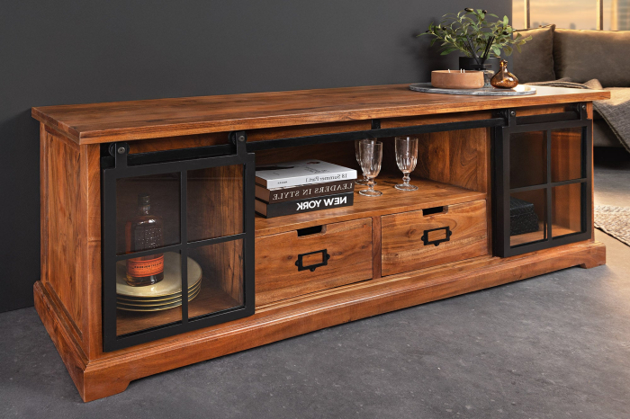 Vitrina HERITAGE din lemn de salcam si metal, 160 cm [2]