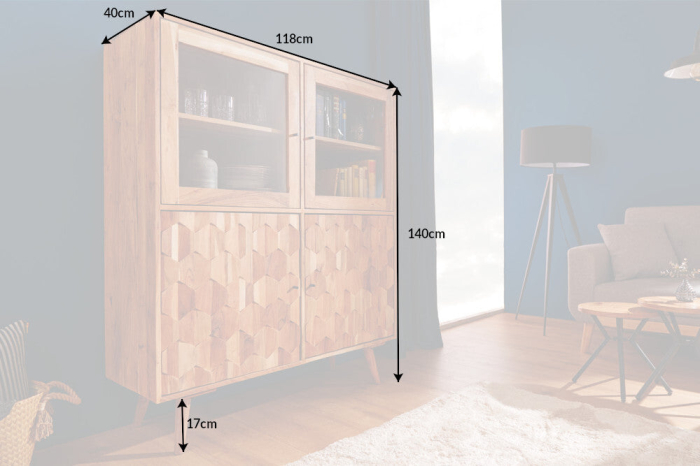 Vitrina MYSTIC LIVING din lemn de salcam, 140 cm [9]