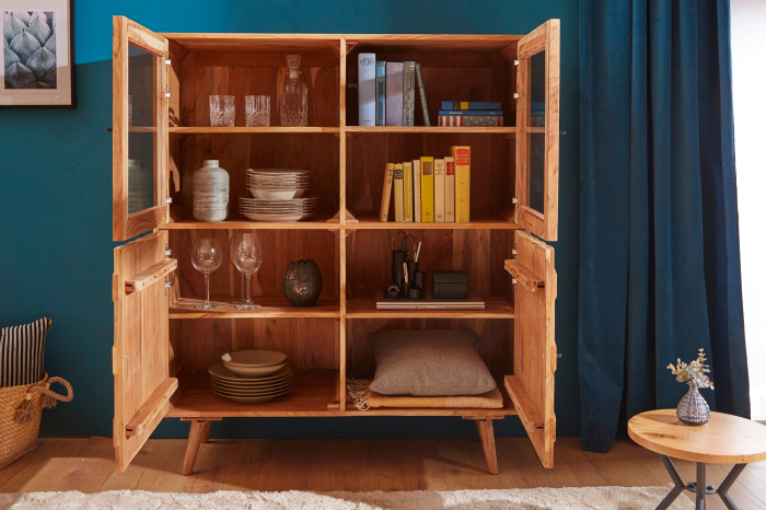 Vitrina MYSTIC LIVING din lemn de salcam, 140 cm [4]