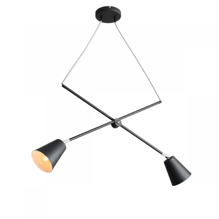 Lustră reglabilă din metal negru cu 2 becuri Arte, 90 cm