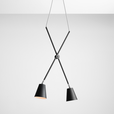 Lustră reglabilă din metal negru cu 2 becuri Arte, 90 cm [5]