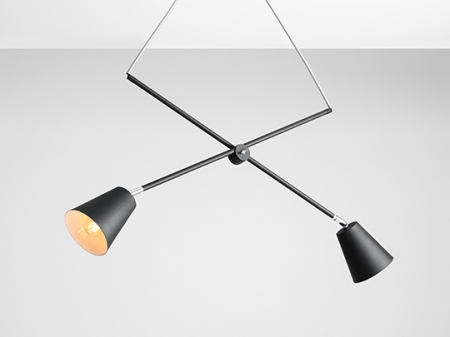 Lustră reglabilă din metal negru cu 2 becuri Arte, 90 cm [1]