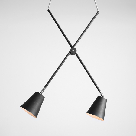 Lustră reglabilă din metal negru cu 2 becuri Arte, 90 cm [7]