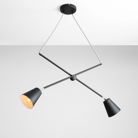 Lustră reglabilă din metal negru cu 2 becuri Arte, 90 cm [2]