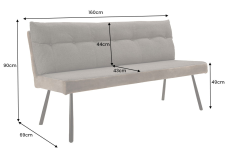 Bancă BIG GEORGE 160 cm, țesătură plată, miez cu arcuri, catifea maro taupe [9]