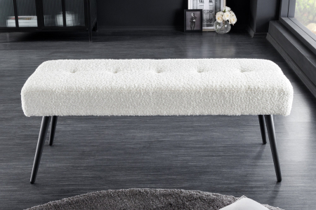 Bancă BOUTIQUE 100 cm, alb, cu textură bouclé [3]