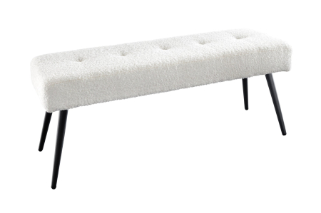 Bănci - Bancă BOUTIQUE 100 cm, alb, cu textură bouclé