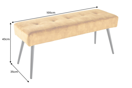 Bancă BOUTIQUE 100 cm catifea galben muștar [8]