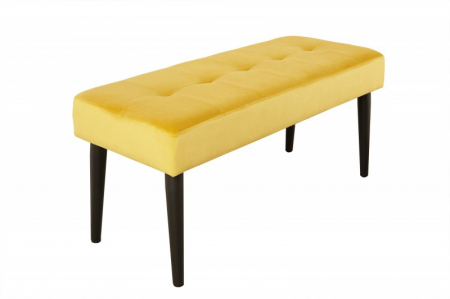 Bănci - Bancă BOUTIQUE 95 cm cu tapiterie din catifea si picioare negre, galben