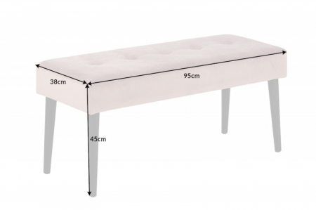 Bancă BOUTIQUE 95 cm cu tapiterie din catifea si picioare negre, roz [5]