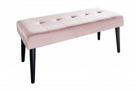Bănci - Bancă BOUTIQUE 95 cm cu tapiterie din catifea si picioare negre, roz