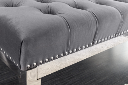 Bancă CASTLE DELUXE 165 cm, catifea gri, în stil baroc [7]