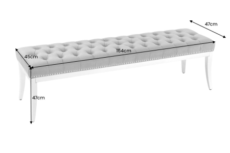 Bancă CASTLE DELUXE 165 cm, catifea gri, în stil baroc [9]