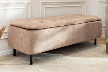 Bancă de sufragerie EN VOGUE 120 cm cu spațiu de depozitare, catifea bej [4]
