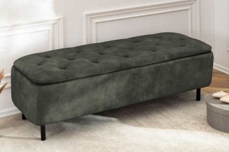 Bancă de sufragerie EN VOGUE 120 cm cu spațiu de depozitare, catifea verde închis [2]