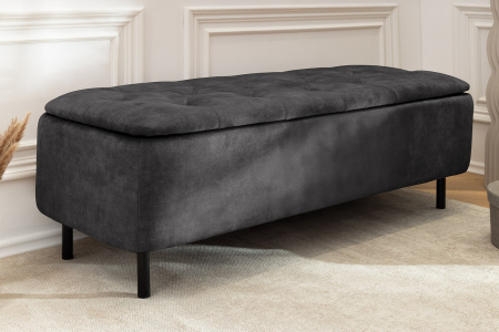 Bancă de sufragerie EN VOGUE 120 cm cu spațiu de depozitare, gri catifea [4]