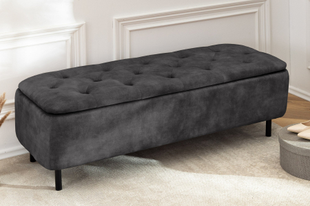 Bancă de sufragerie EN VOGUE 120 cm cu spațiu de depozitare, gri catifea [2]