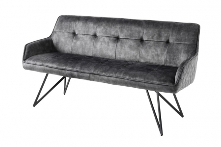 Bănci - Bancă EUPHORIA 160 cm cu tapiterie din catifea si picioare metalice, gri închis