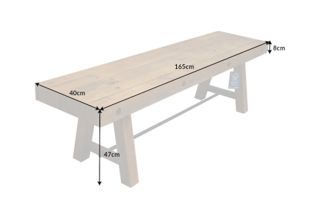 Bancă FINCA 165 cm din lemn de pin, maro vintage [8]