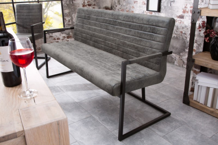 Bancă LOFT 160 cm cu spătar si tapiterie din microfibră, gri [1]