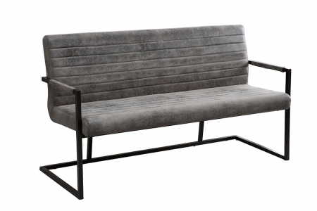 Bancă LOFT 160 cm cu spătar si tapiterie din microfibră, gri
