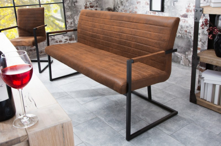 Bancă LOFT 160 cm cu spătar si tapiterie din microfibră, maro [1]