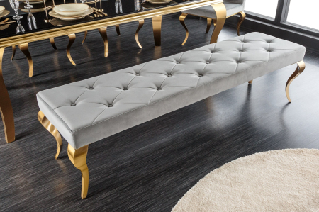 Bancă MODERN BAROCK 170 cm catifea gri picioare aurii [3]
