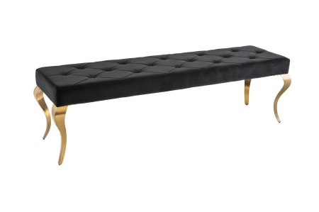 Bănci - Bancă MODERN BAROCK 170 cm catifea neagră picioare aurii