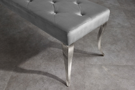 Bancă MODERN BAROCK 170 cm picioare din oțel inoxidabil argintiu catifea gri [4]