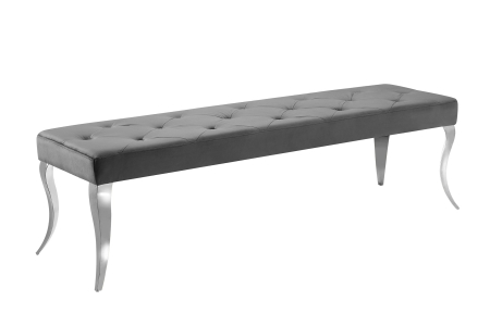Scaune & fotolii - Bancă MODERN BAROCK 170 cm picioare din oțel inoxidabil argintiu catifea gri