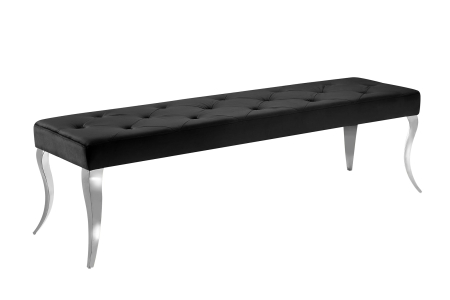 Scaune & fotolii - Bancă MODERN BAROCK 170 cm picioare din oțel inoxidabil argintiu catifea neagră