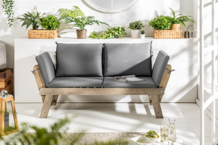 Bancă MODULAR 152 cm din lemn masiv de salcâm cu perna inclusa, gri [1]
