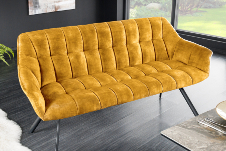 Bancă PAPILLON 165 cm catifea galben muștar [3]