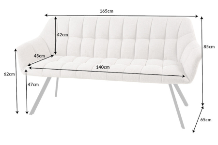 Bancă PAPILLON 165 cm țesătură texturată bej șampanie [9]