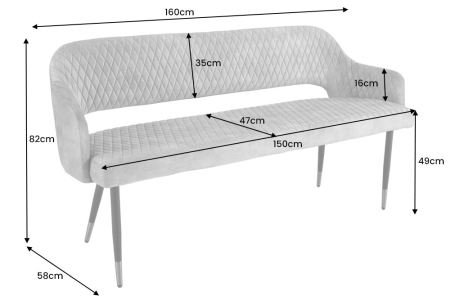 Bancă PARIS 160 cm catifea galben muștar [7]