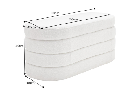 Bancă pentru piept VOQUE 115 cm, alb crem, tapițată cu țesătură bouclé, cu spațiu de depozitare [11]