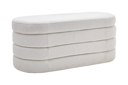 Scaune & fotolii - Bancă pentru piept VOQUE 115 cm, alb crem, tapițată cu țesătură bouclé, cu spațiu de depozitare