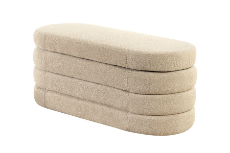 Scaune & fotolii - Bancă pentru piept VOQUE 115 cm, bouclé taupe, cu spațiu de depozitare
