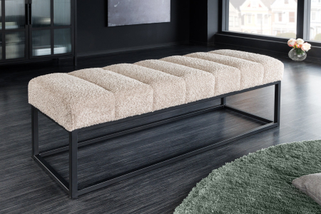 Bancă PETIT BEAUTÉ 110 cm, țesătură bouclé, culoare șampanie-greige [3]