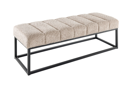 Scaune & fotolii - Bancă PETIT BEAUTÉ 110 cm, țesătură bouclé, culoare șampanie-greige