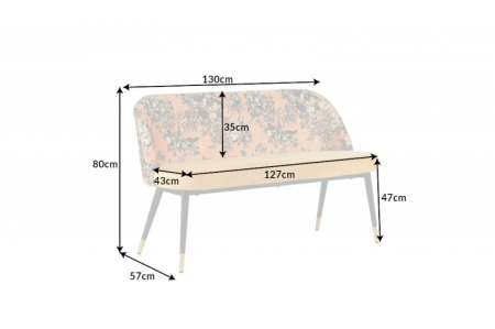 Bancă PRÊT-À-PORTER cu model floral din catifea galbenă [6]