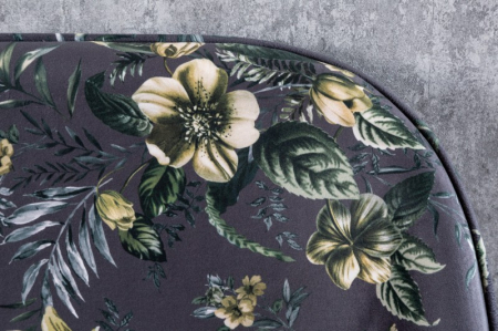 Bancă PRÊT-À-PORTER cu model floral din catifea, gri [3]