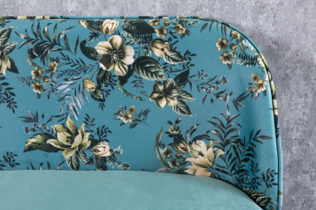Bancă PRÊT-À-PORTER cu model floral din catifea, turcoaz [2]
